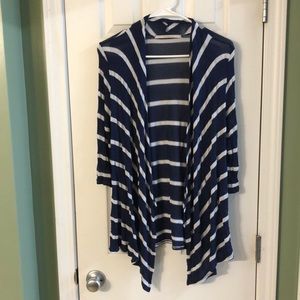 Blue and white striped cardigan